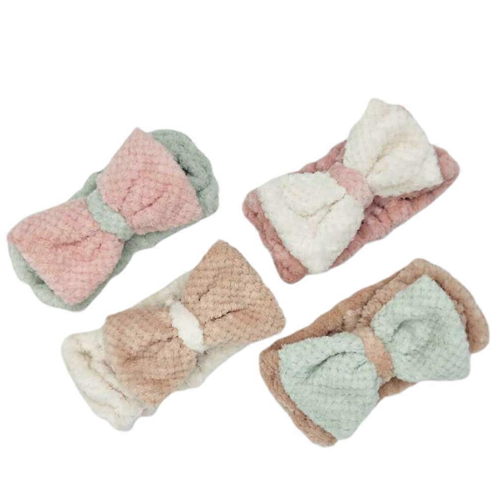 Adjustable Metal Hair Band with Bowknot Pattern for Women in Assorted Colors One Size Fits Most 4 Pieces