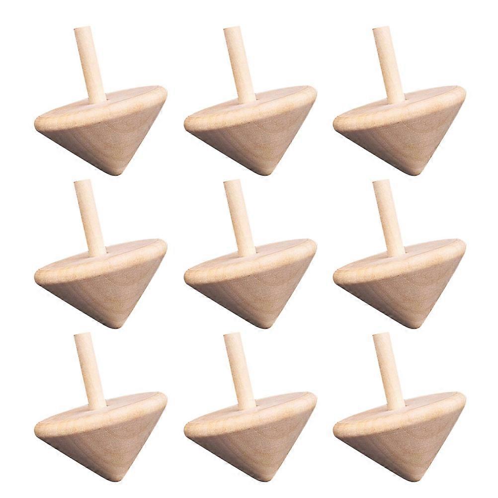 Handcrafted Wooden Spinning Tops 9Pcs For DIY Painting Activities Ideal For Artistic Expression