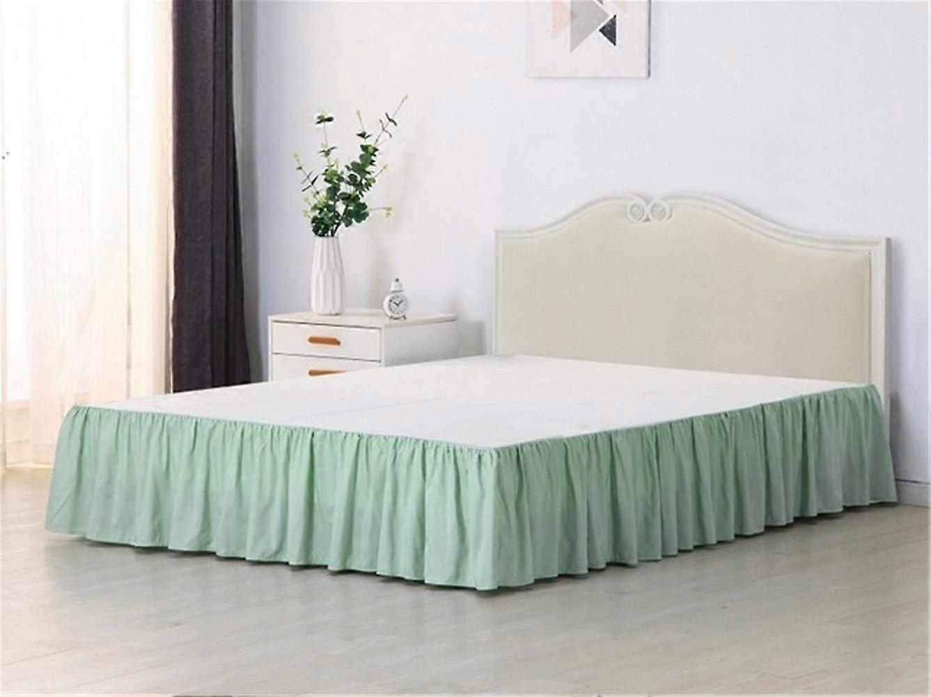 Bed Skirt 1PC, 35cm High Green Solid Surface Suitable for Homestays, Size 100x190cm