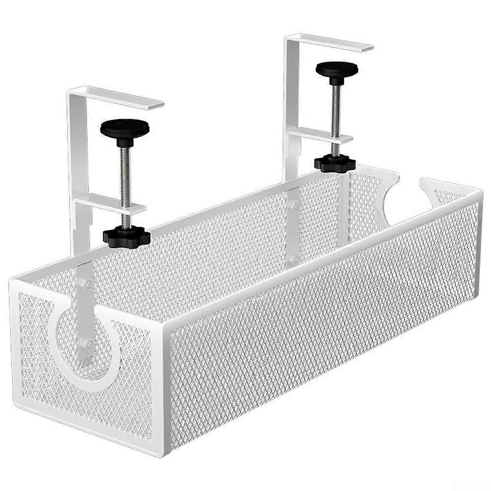 No drilling required, easy to install under the desk cable organizer for quick setup (B).