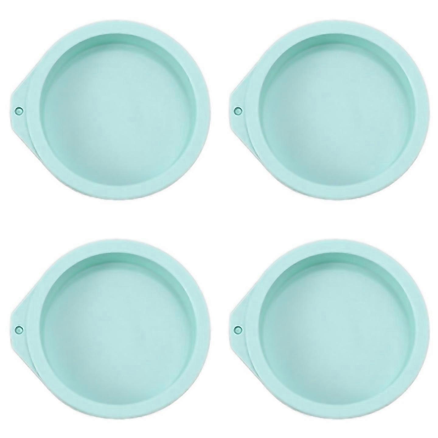 For 4pcs Cake Pan Round Cake Layer Set Silicone Bakeware Moldblue4inch