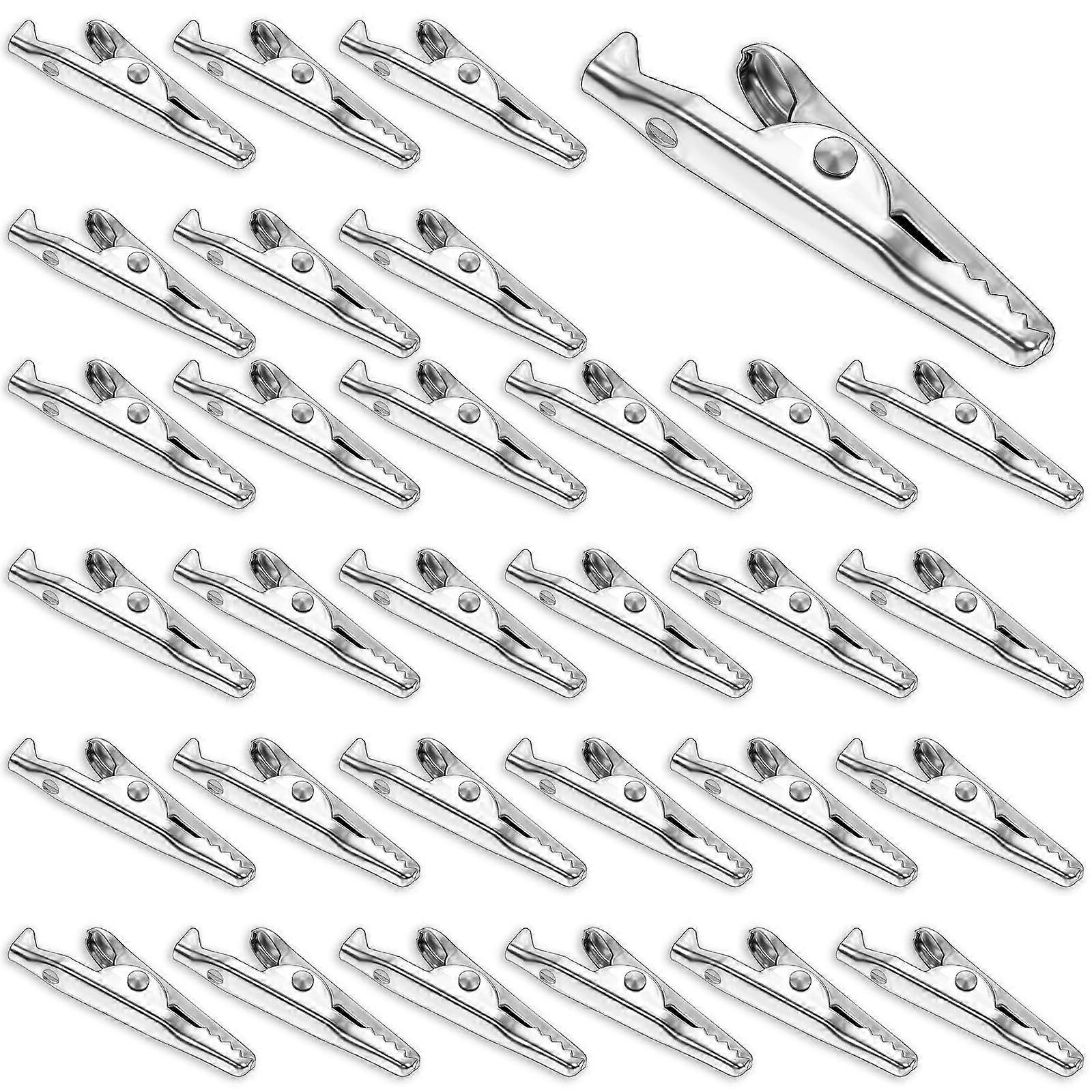 30 Pcs Mini Metal Alligator Clips 35mm Small Spring Clips Silver Alligator Clips Test Line Alligator Clip for Laboratory Electrical Testing and Cable