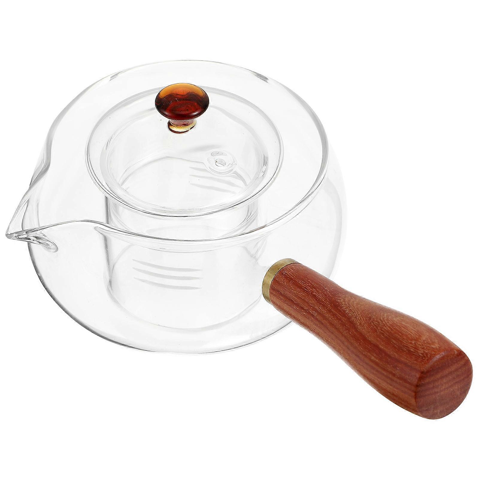 Transparent Glass Tea Kettle Practical Water Kettle Side Handle for Household Users Boiling Water Quickly 1Pcs