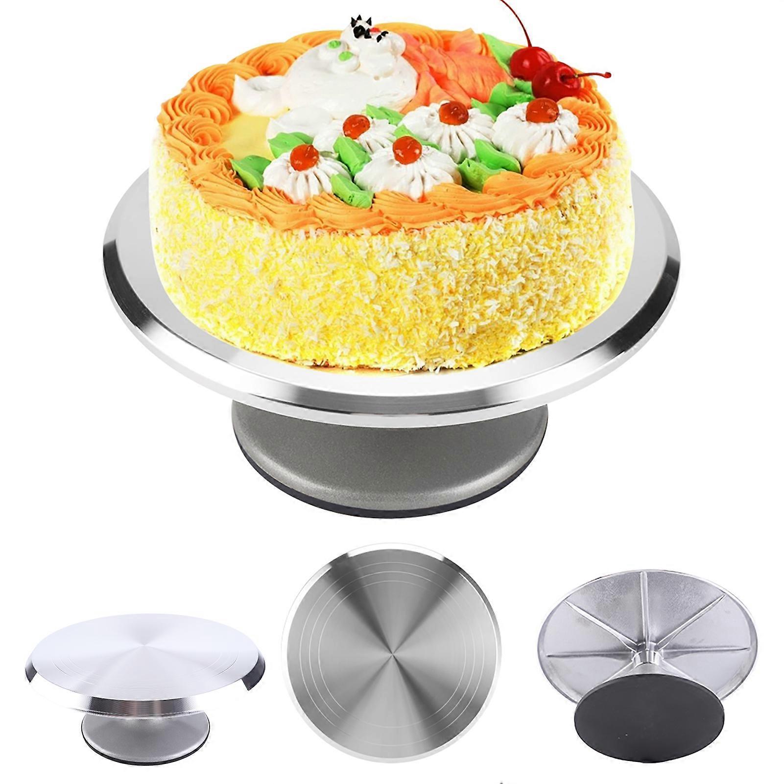 12in Aluminum Cake Turntable Rotating Stand Silver 31cm Diameter