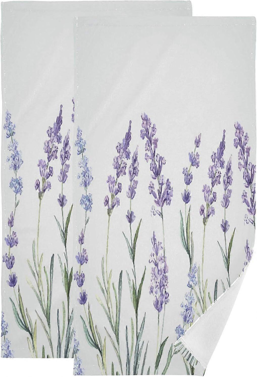 مناشف اليد الناعمة بالألوان المائية اللافندر المطبوعة لديكور الحمام مناشف الضيف