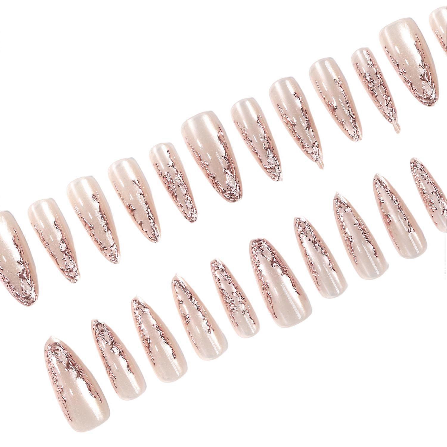 30-piece press-on nails with multi-element sticker fusion, convenient and dazzling