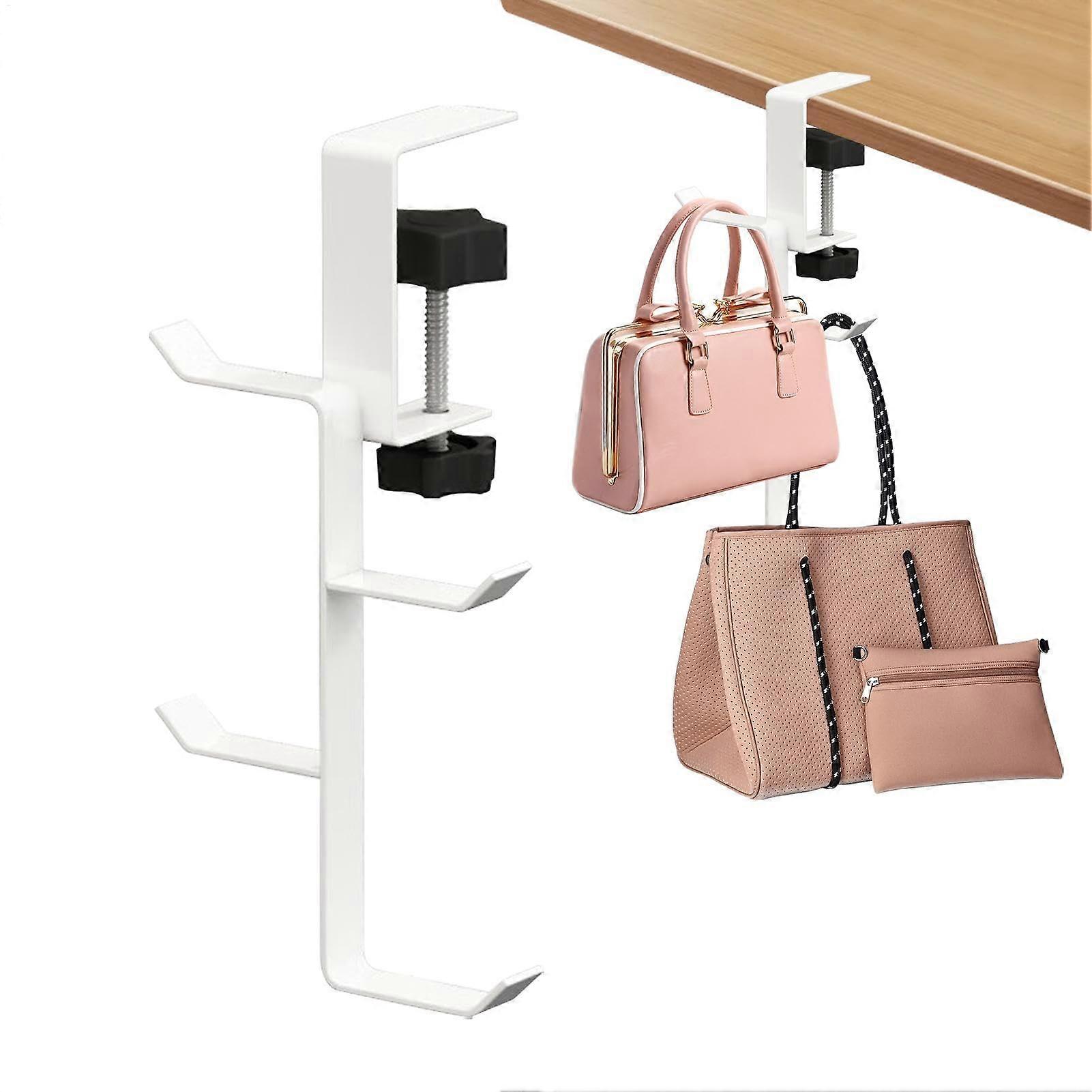 Bag Hook for Table - Space Saving Hook for Headsets, Clothes, Backpacks - White/Dark Grey Heather Style 2