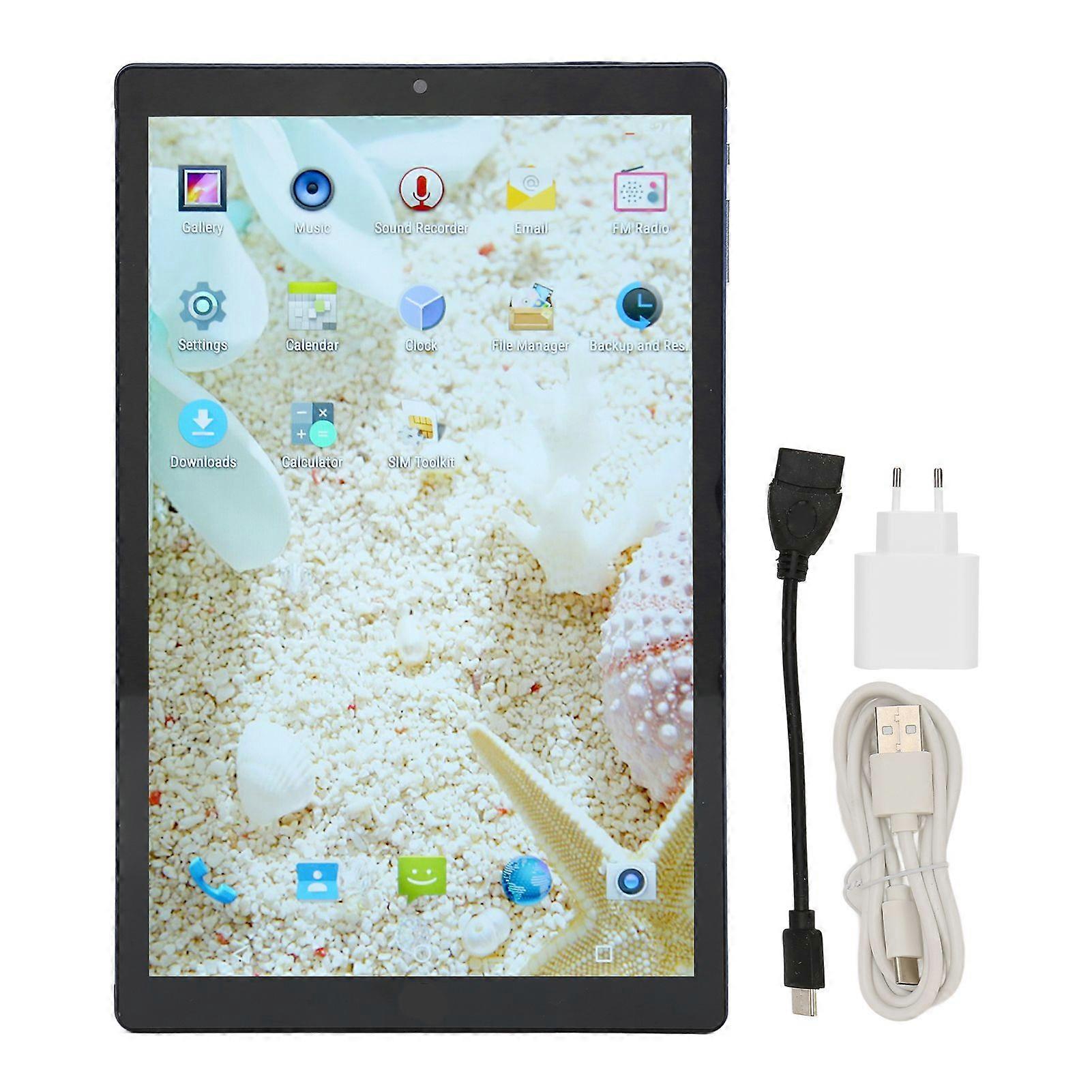 10.1in Tablet for Android11 2.4G 5G 6000mAh Type C Rechargeable 6GB RAM 128GB ROM 1920x1080 5MP 13MP Octa Core Blue Tablet
