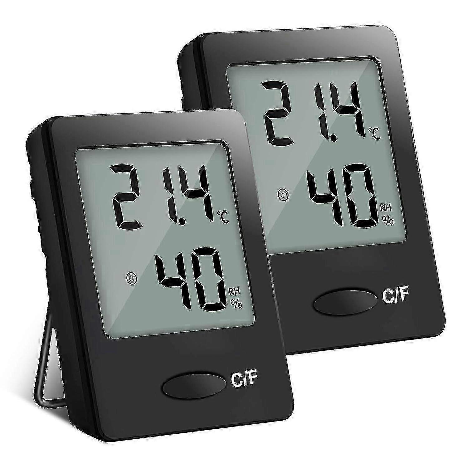 2PCS LCD Digital Indoor Thermometer Hygrometer - High Accuracy Handheld (Black) 2024