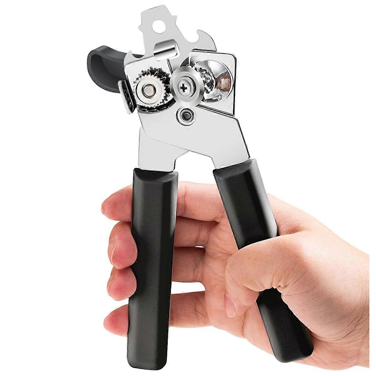 Heavy Duty Stainless Steel Can Opener Smooth Edge and Bottle Openers, Easy Turn Can Openers for Seniors