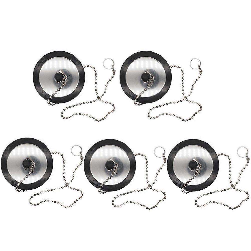 5Pcs Bathroom Sink Water Stoppers Home Rubber Plugs with Chain