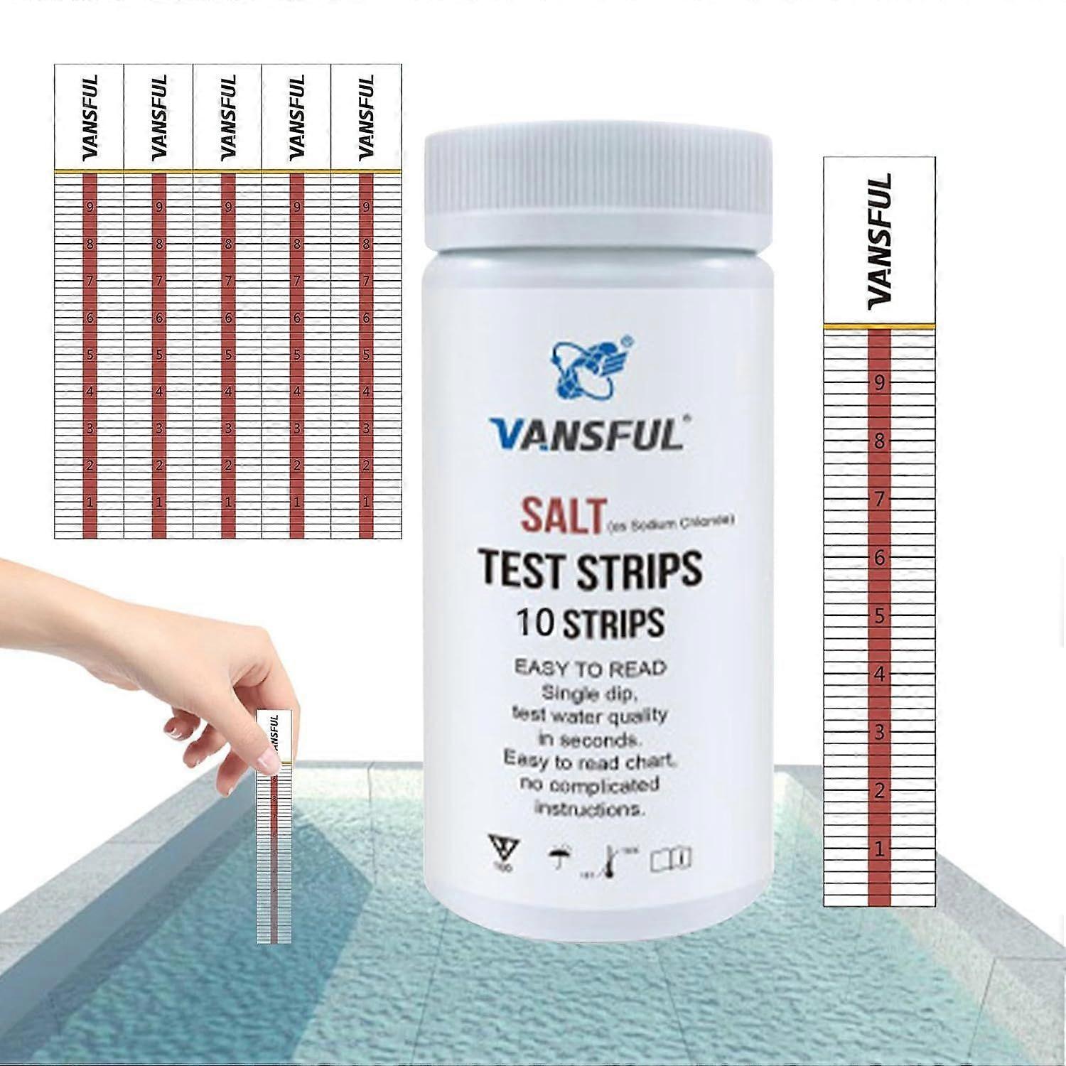 Pool and Spa Test Strips - Pool Water Test Strips for Testing Water Sodium Chloride Content 0-8000ppm, Monitoring and Balancing Your Pool's Salinity