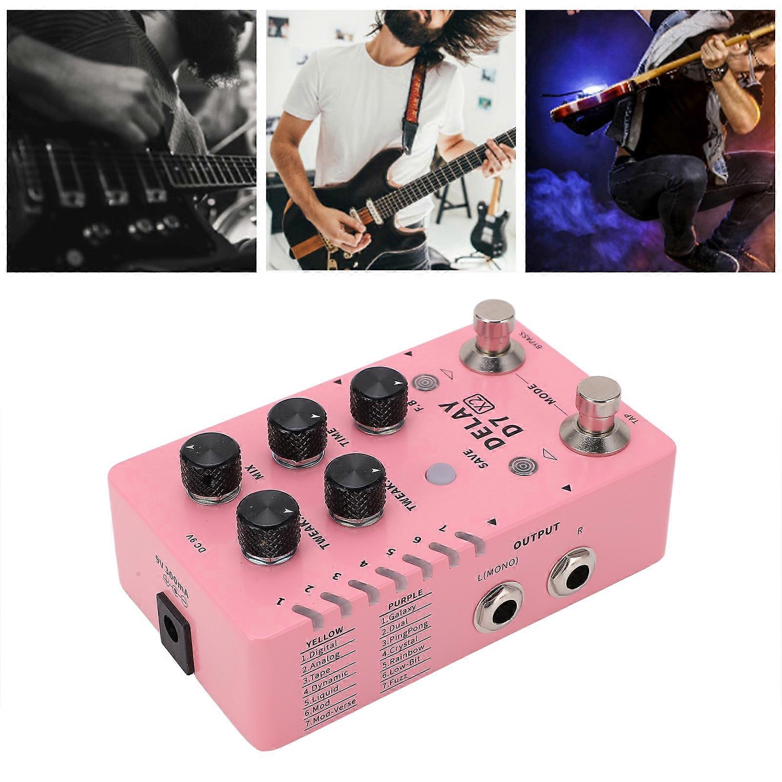 Stereo Delay Effect Electric Guitar Single Effector Support Storage with 14 Effects 100‑240VEU Plug 