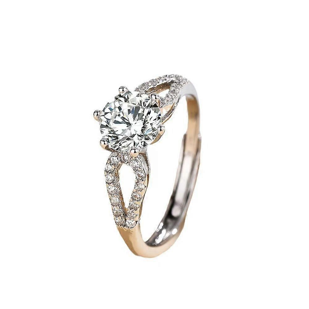 Engagement Ring, Six-Prong Double Ring D Color Carat Cluster Setting Diamond Ring