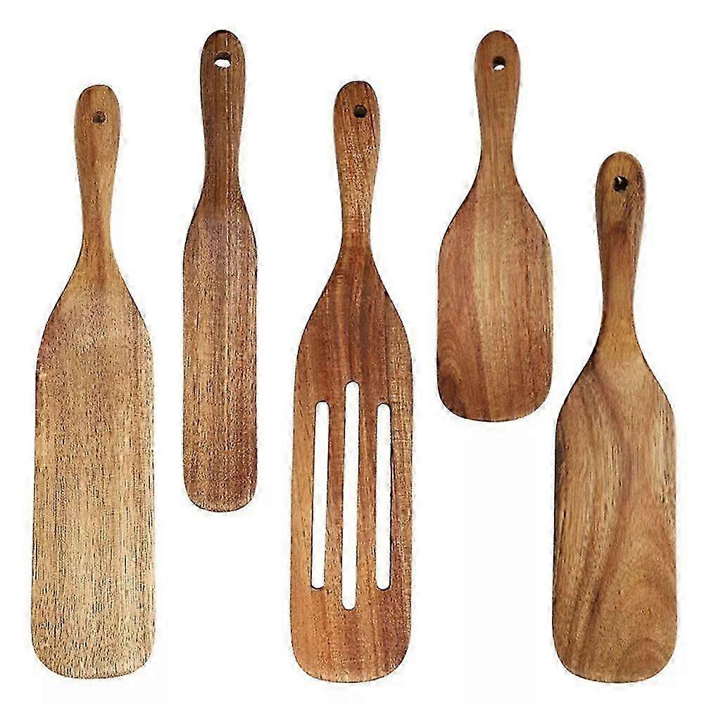 Wooden Spatula Set,Teak Spurtles Kitchen Tools for Cooking, Wooden Set of 5 Gift