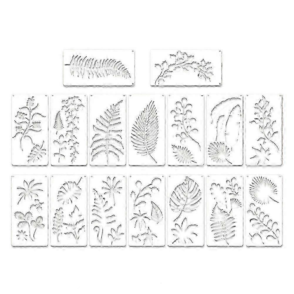 16 Pieces Leaves Stencil Reusable Sheet Painting Stencil Sheet Wall Stencil Leaf Pattern Template Tropical Leaf Reusable