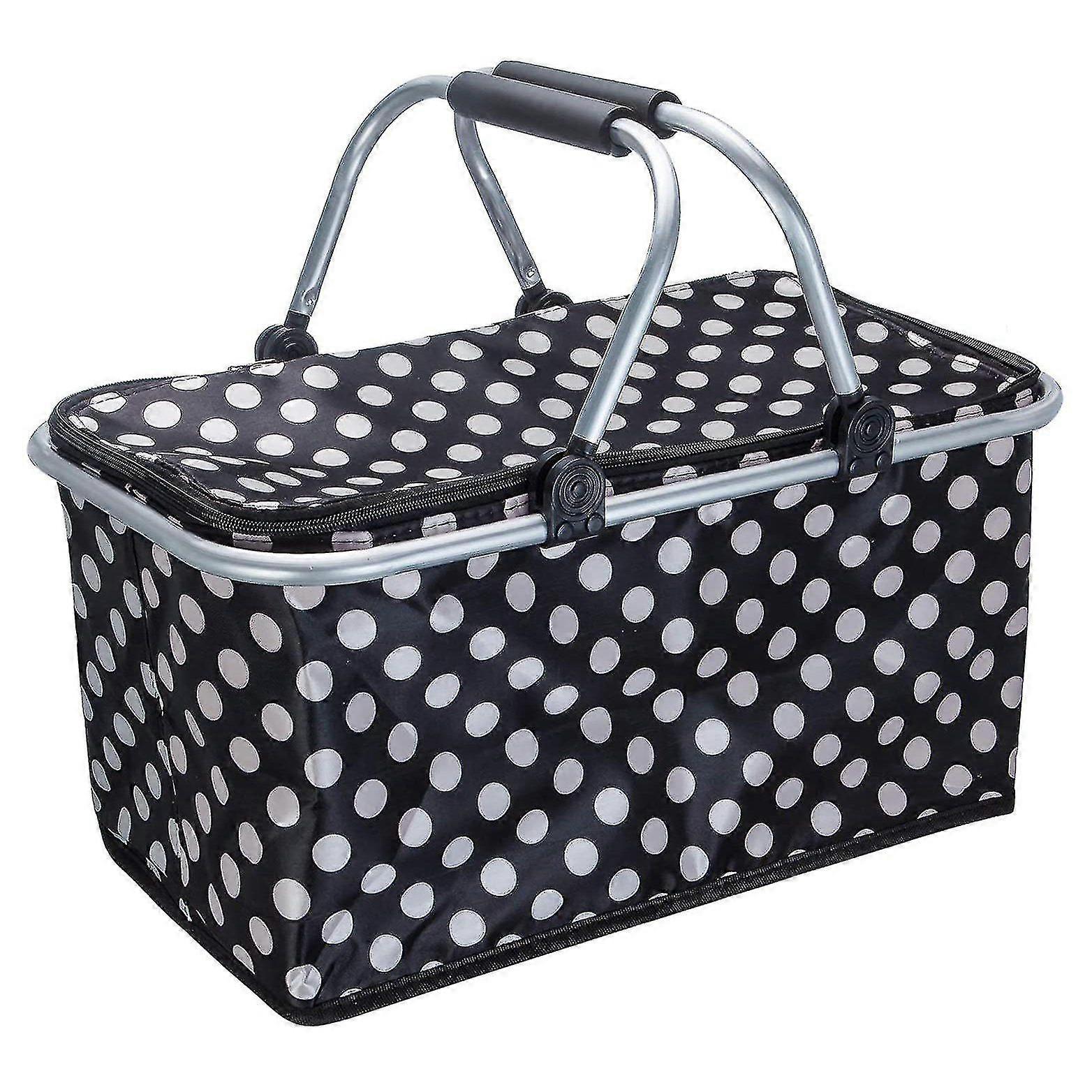 Insulated Picnic Basket with Aluminum Frame Waterproof Lining Foldable Size L