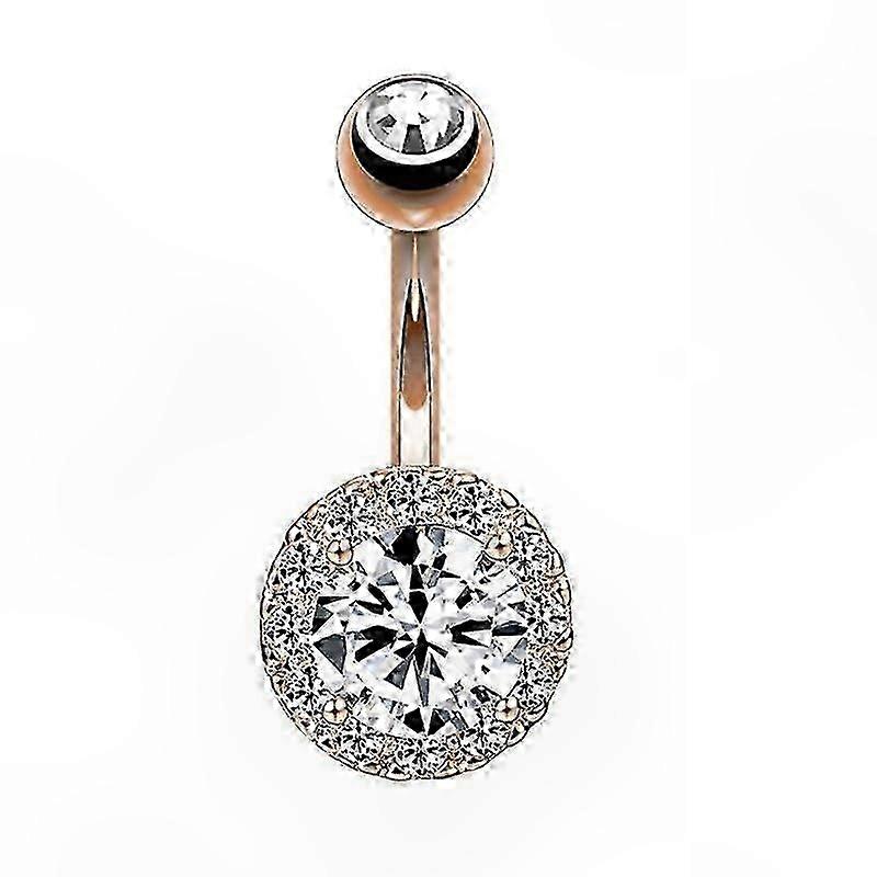 Sterling Silver Navel Ring with Halo Cubic Zirconia for Women's Piercing