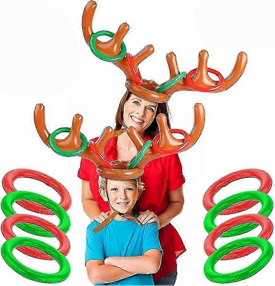 2 Set Gonfiabile Reindeer Antler Ring Game, Giochi di Party di Natale in famiglia