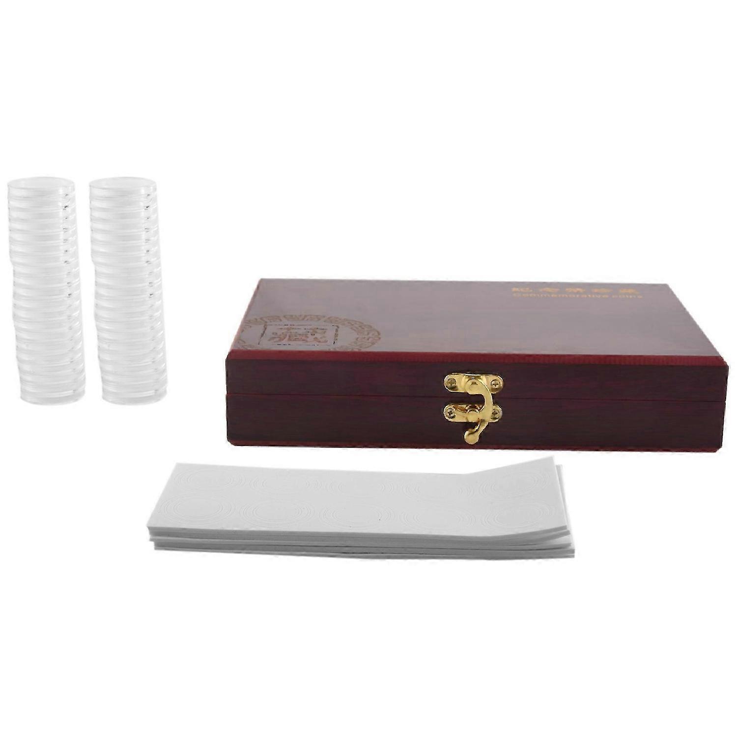 50 Pcs Wood Coin Storage Case Holder Commemorative Collection Box