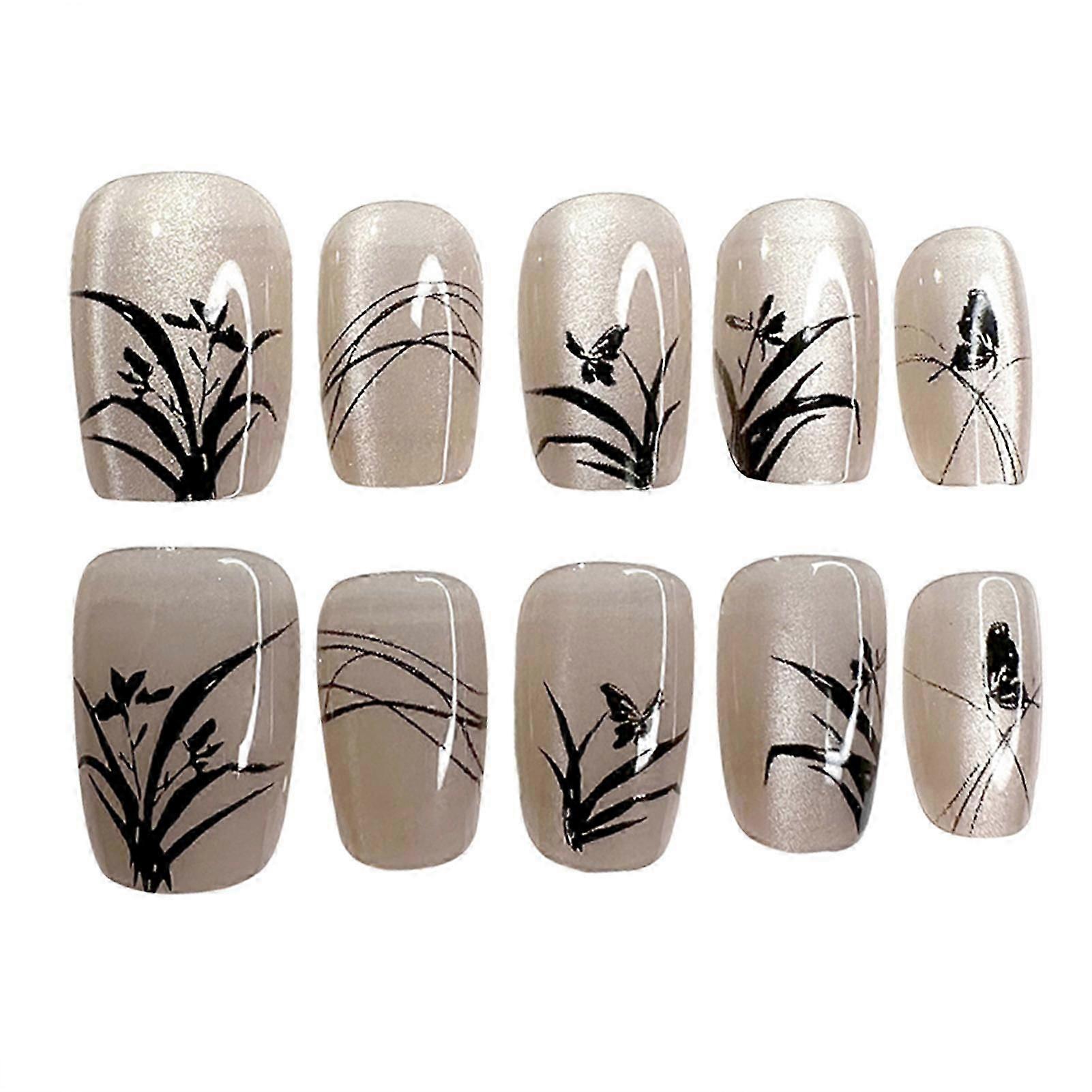 10PCS Press on Artificial Nails Removable Full Coverage False Nails Fairy Girls Decor