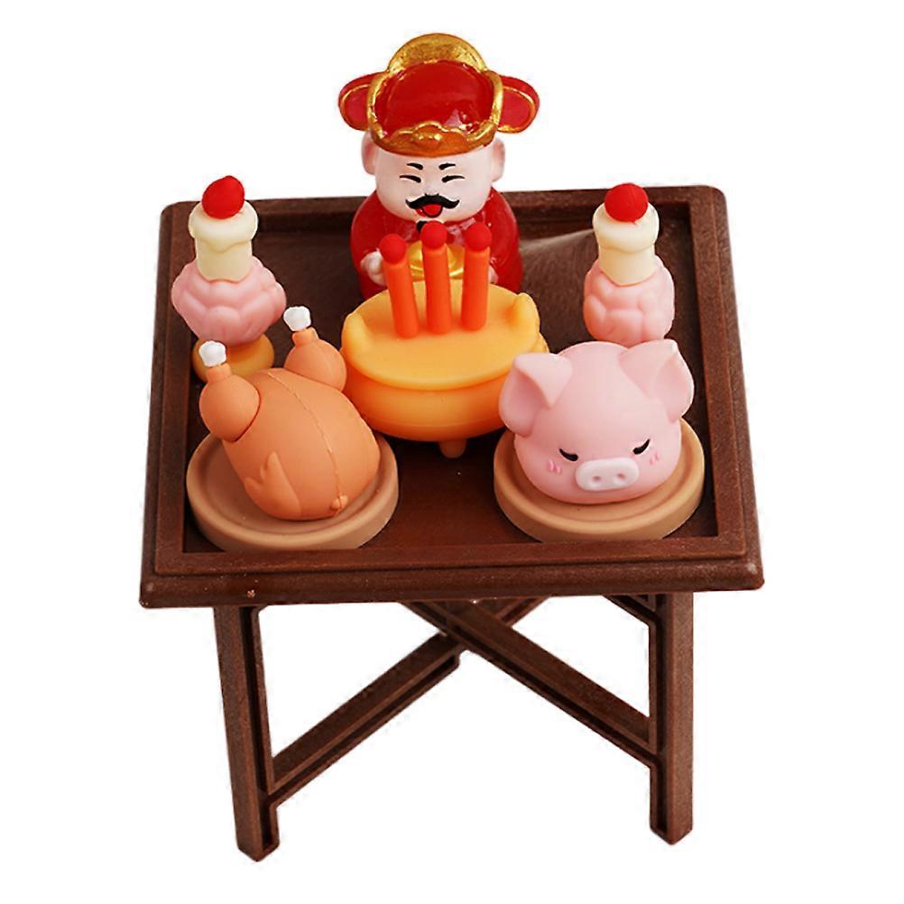 God of Wealth Statues Plastic Figurines for Tabletop Decoration 4Sets