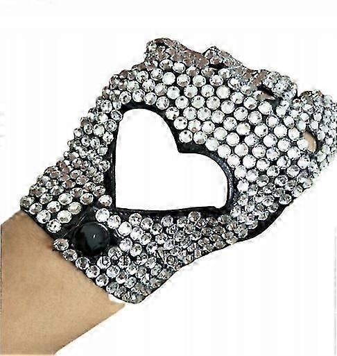 Fingerless Gloves Heart Crystals