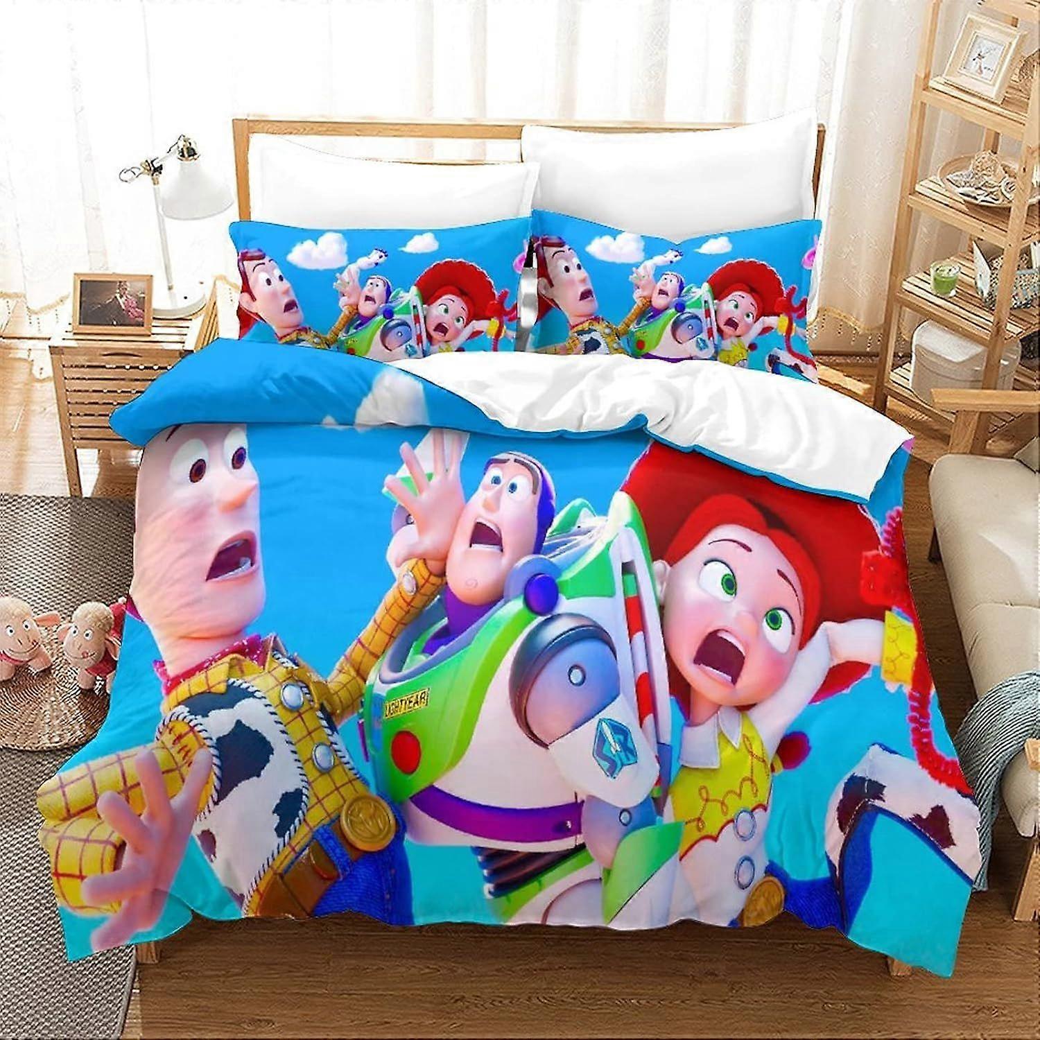 Bedding Sets Single Size Bedding Toy Story Printed Duvet Cover Soft Hypoallergenic Microfiber Quilt Cover with Pillowcase with Zipeer Closure for in K