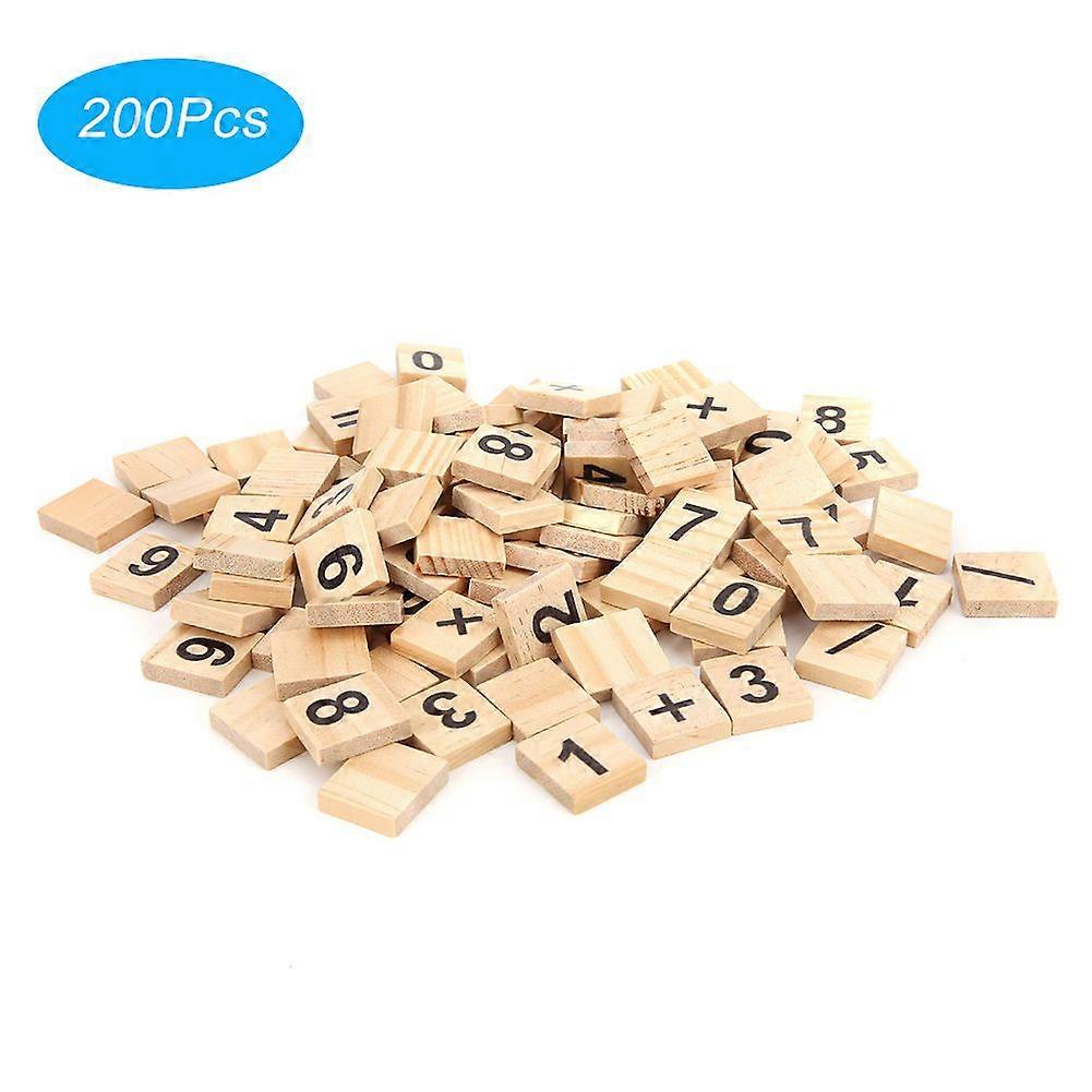 200Pcs Wood Number Tiles 0-9 Children Educational Game Toy Learning Letters Words Tool Number Tile Mixed