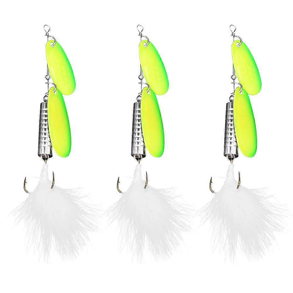 3Pcs Feather Fishing Lures Spinner Spoon Artificial Fish Baits with Treble Hook Tackle