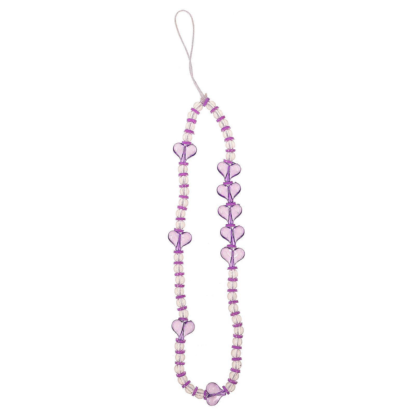 Beaded Phone Chain Cute Phone Strap Charm for Decoration 5Pcs Violet Plastic