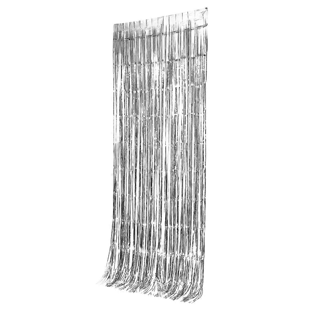 Tassel Curtain Photo Backdrop for Party Decoration Silver Shiny Curtain