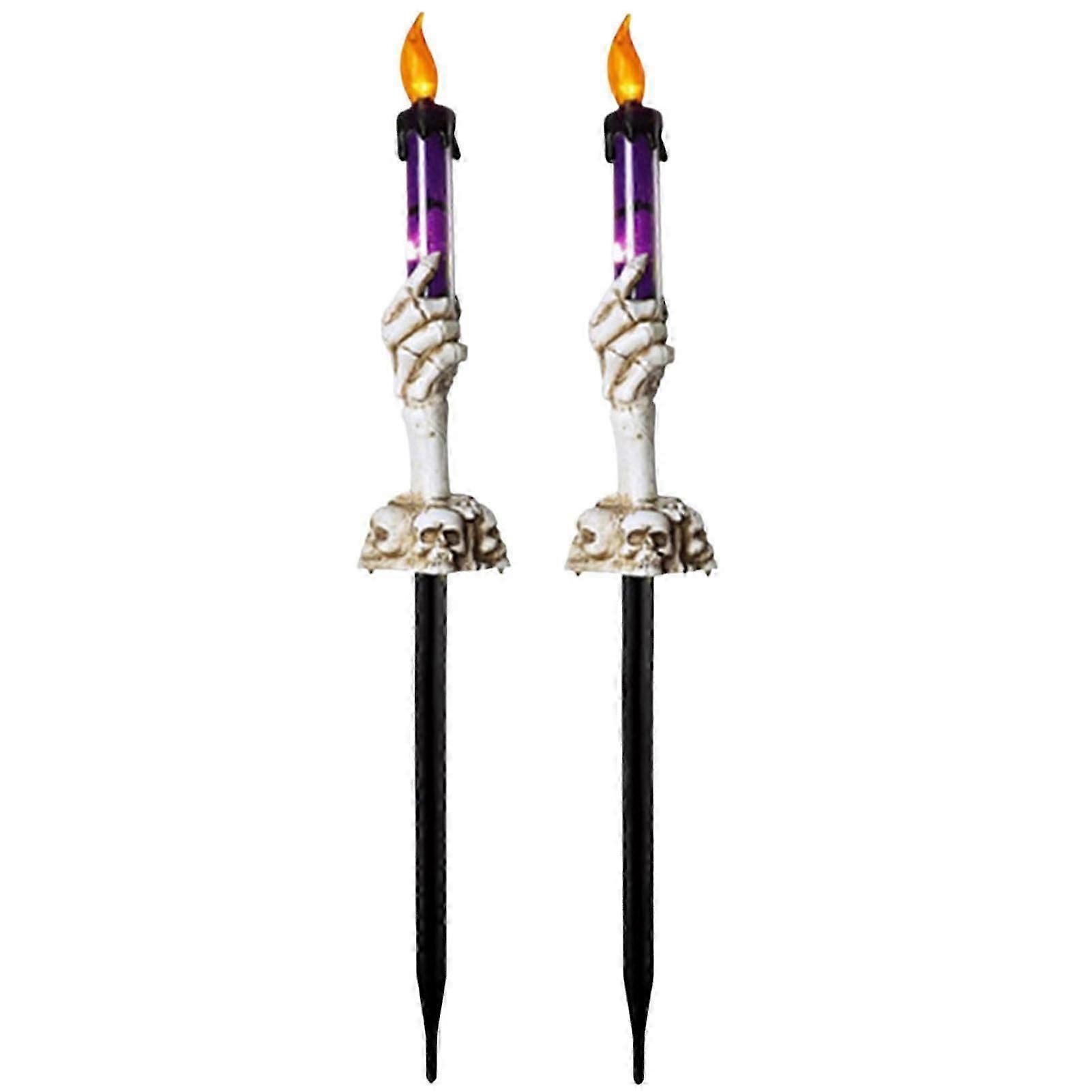 2pcs Skeleton Hands Hold Lighted Decorative Candle Holder Light for Indoor Outdoor Home Decorations