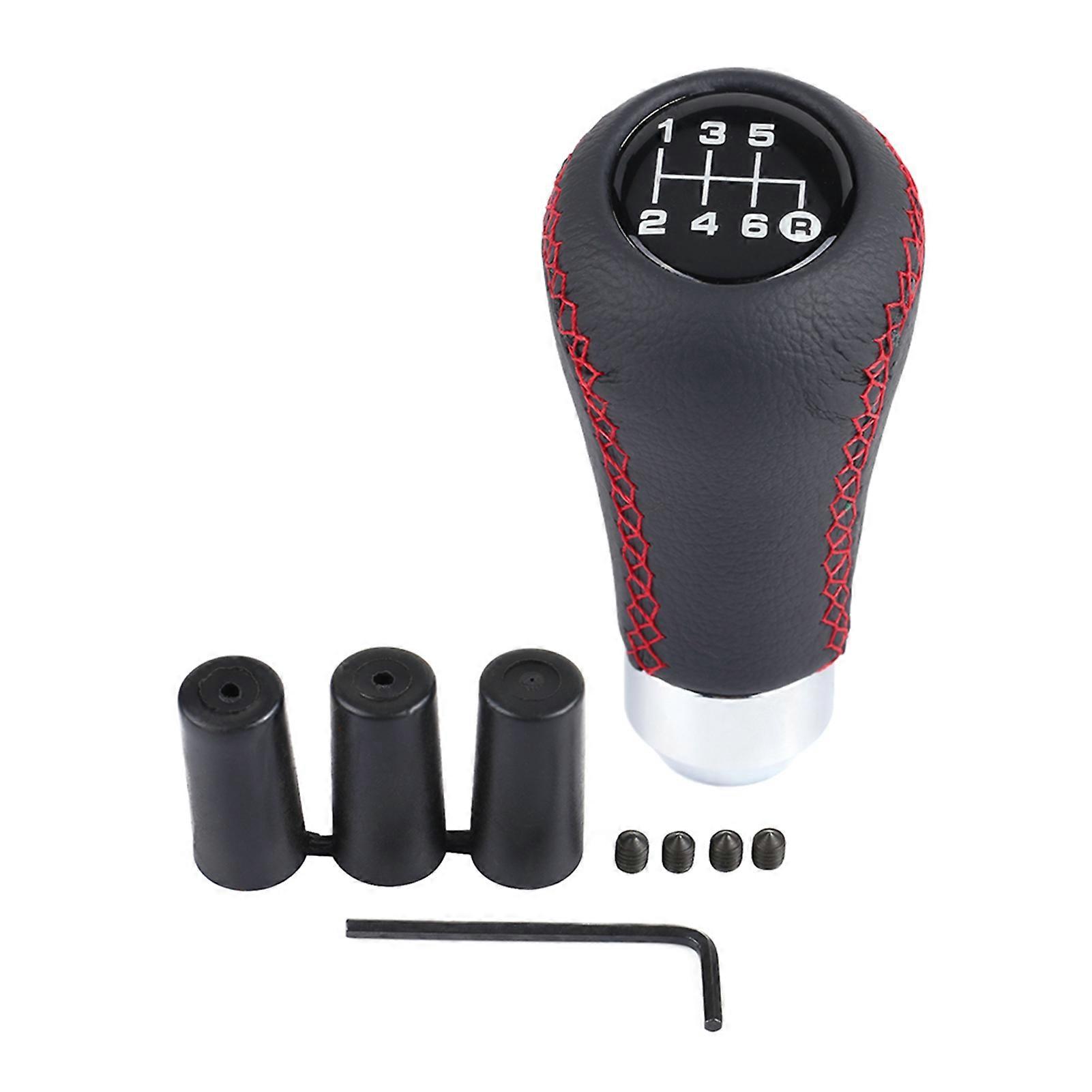 Universal 6 Speed PU Gear Shift Knob with 3 Hoses, Red