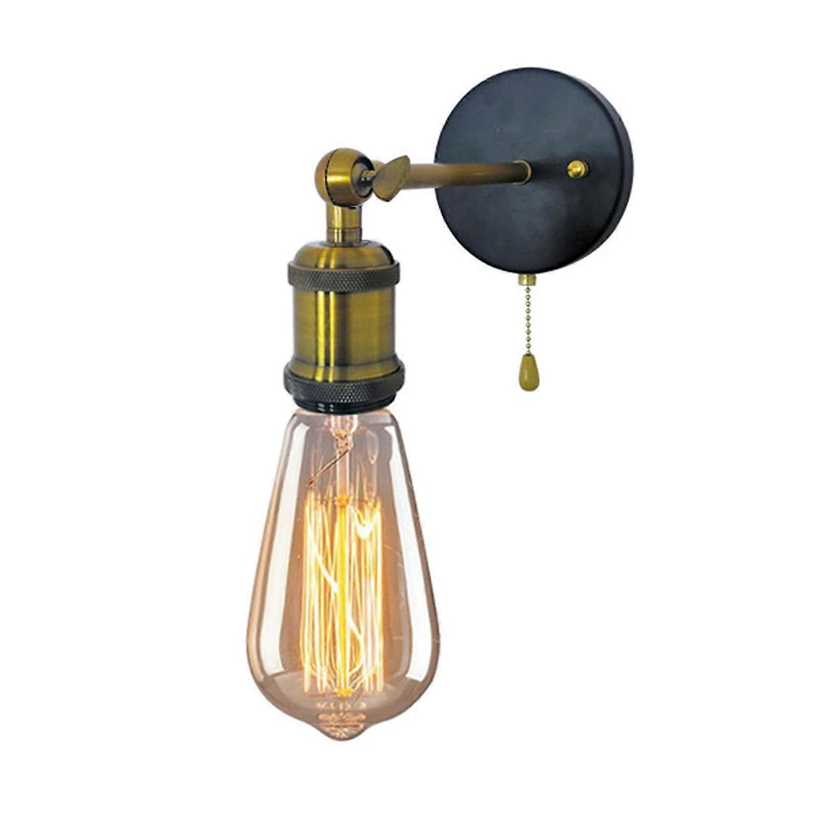 Wall Sconce Modern Rustic Industrial Indoor Wall Light With E27 Socket, PullReading Lamp For Bed Kitchen, Adjustable