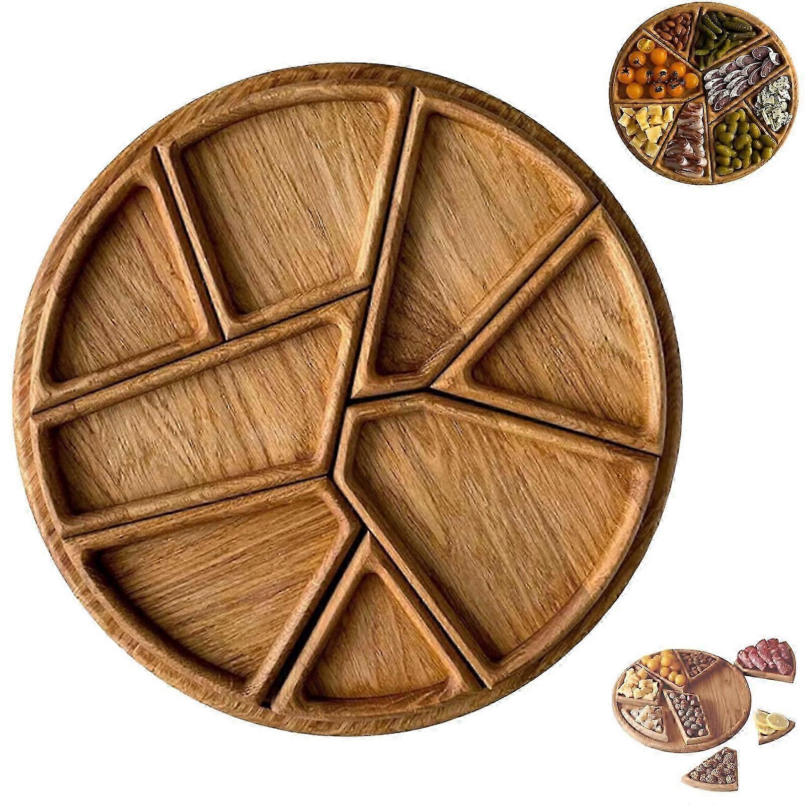 Puzzle Serving Tray Wooden Food Tray, Funny Puzzle Shaped Serving Tray with 8 Removable Compartments