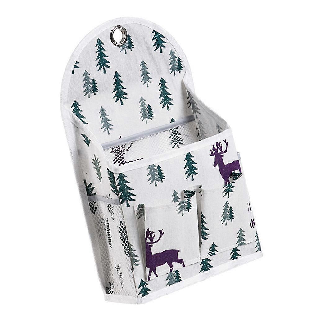 Wall Storage Hanging Bag Multi-Pocket Storage Dormitory Use Linen Material 1Set
