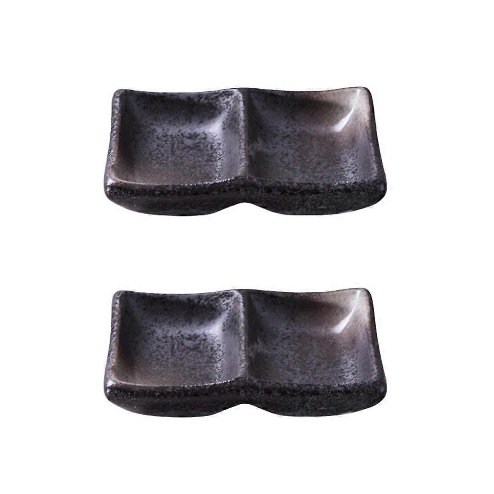4Pcs Ceramic Sauce Dish for Food Dipping Square Shape Black Set