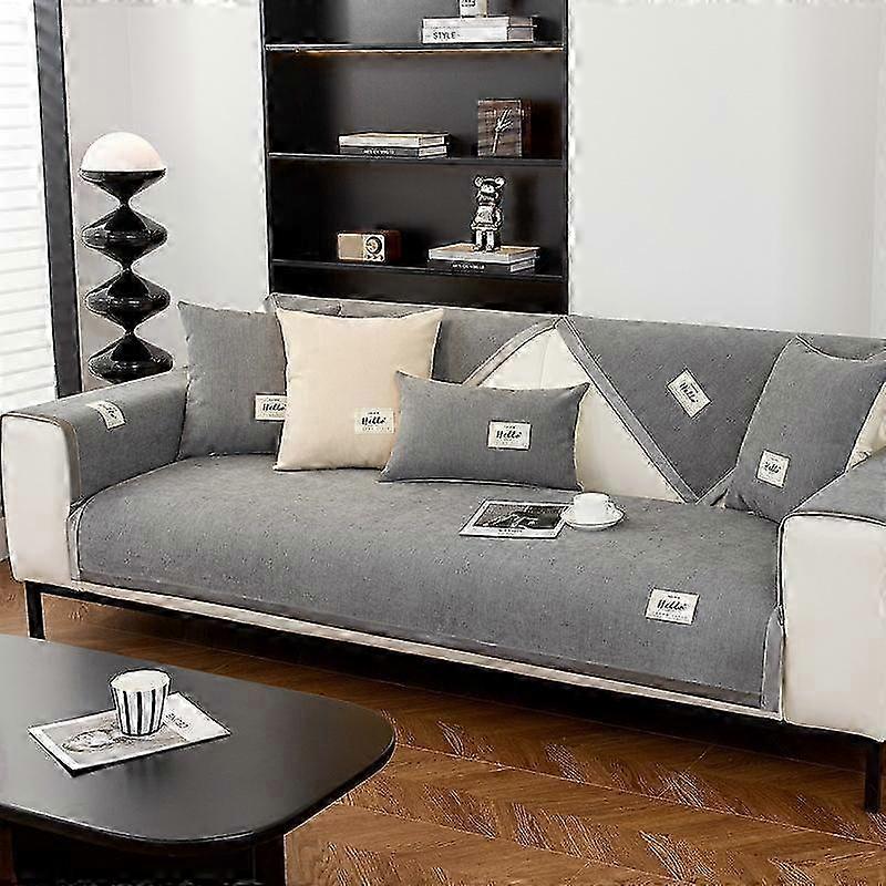 Chenille Sofa Cushion Solid Colour Fabric Living Room Sofa Set Simple Chaise Lounge Backrest Armrest Fabric Universal Thickening 2025