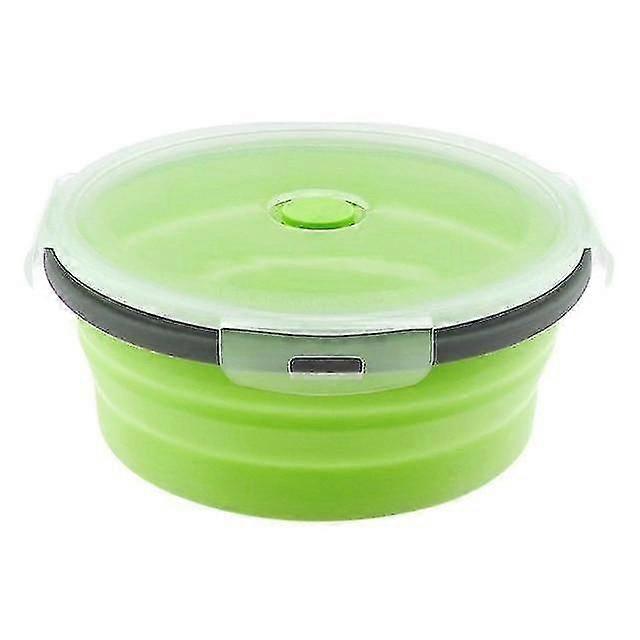 Lunch Boxes Totes Silicone Lunch Box Round Folding Food Container Portable Bowl 800ml Bento Box Eco Friendly Green