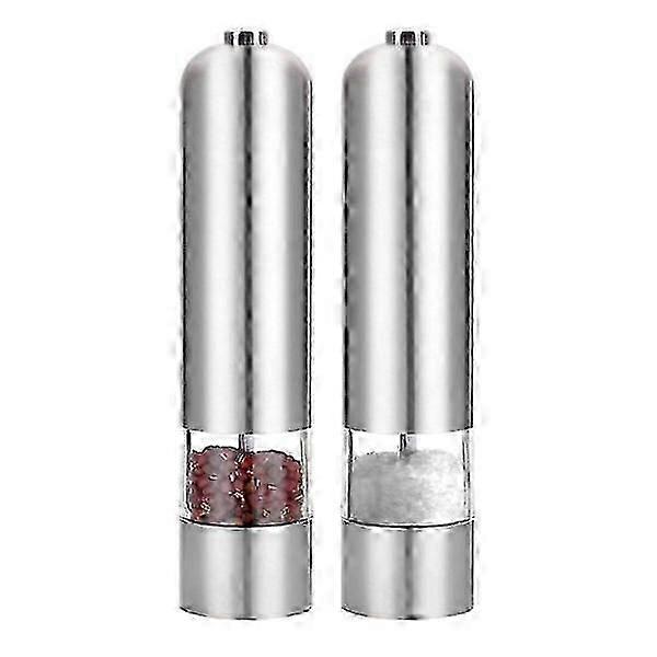 2-Pack - Moinhos Elétricos de Sal e Pimenta em Prata Inox