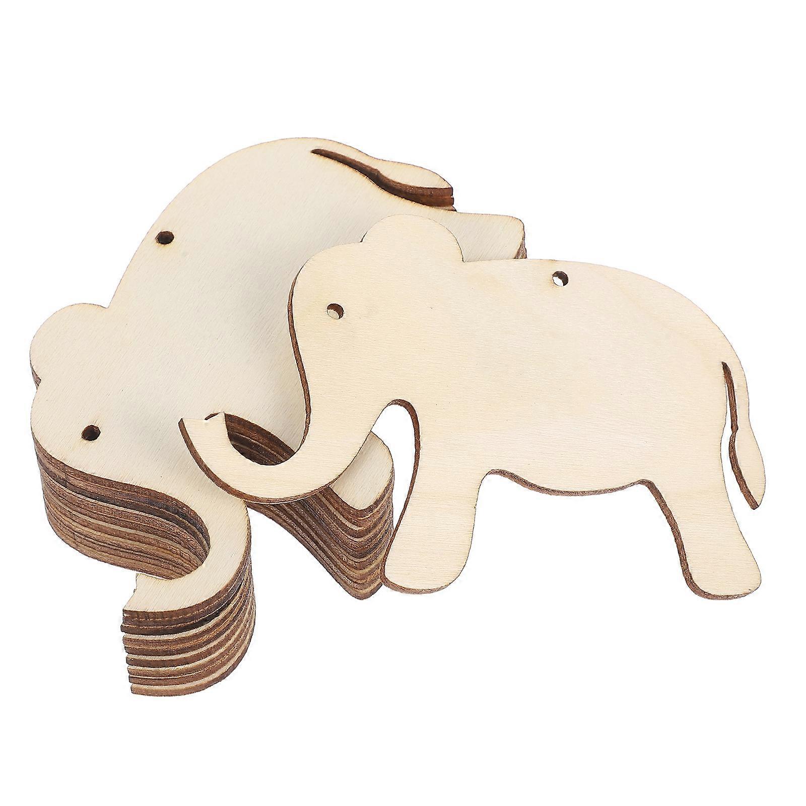Elephant Shaped Wood Slices for Crafting with Holes 30 Pieces