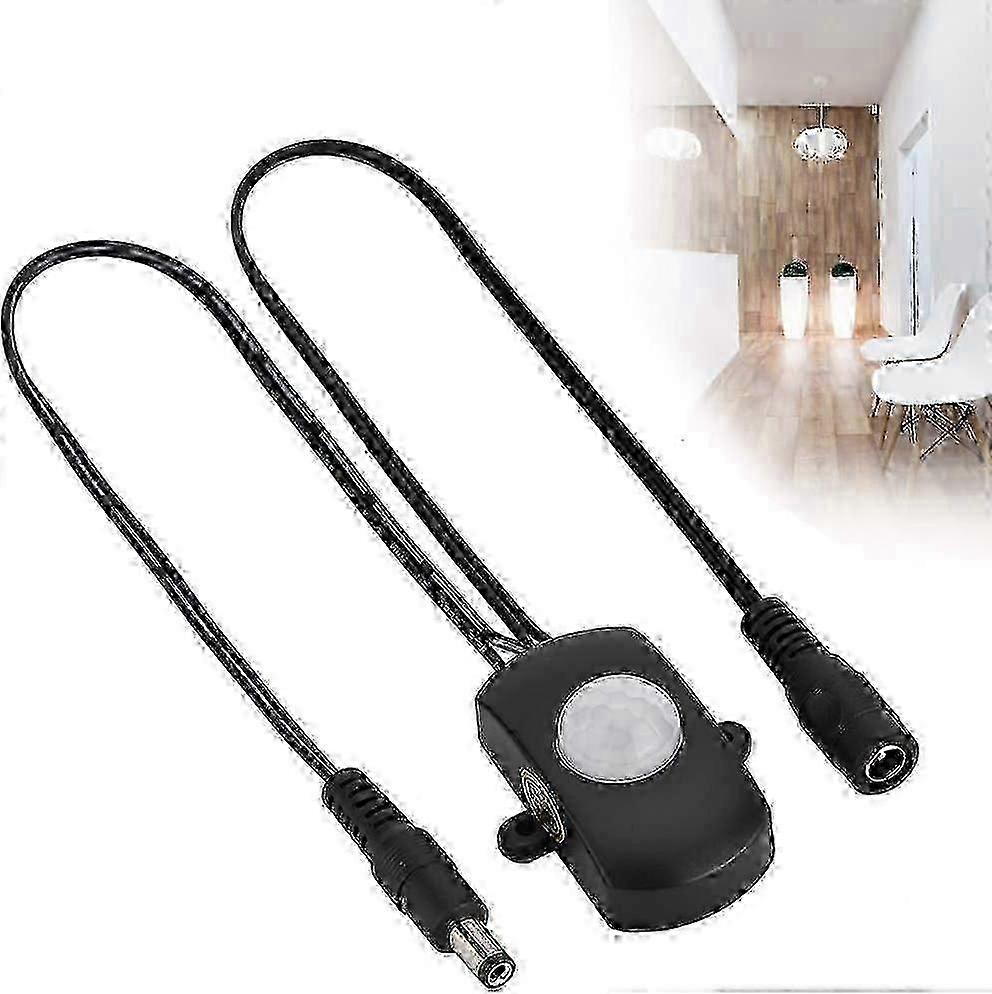 Mini PIR Motion Detector for LED Strips - 5A DC 5-24V Black Sensor for Home Automation Projects
