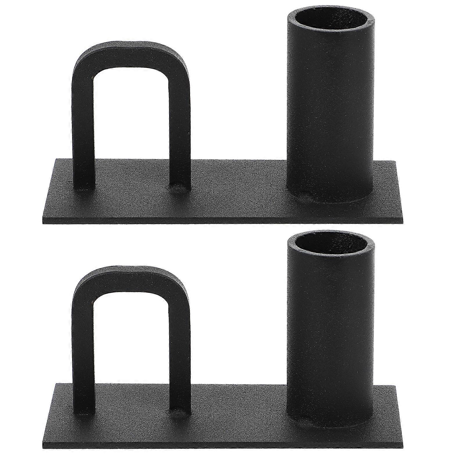 Black Iron Candlestick Holder for Decorative Use with Handle 4Pcs