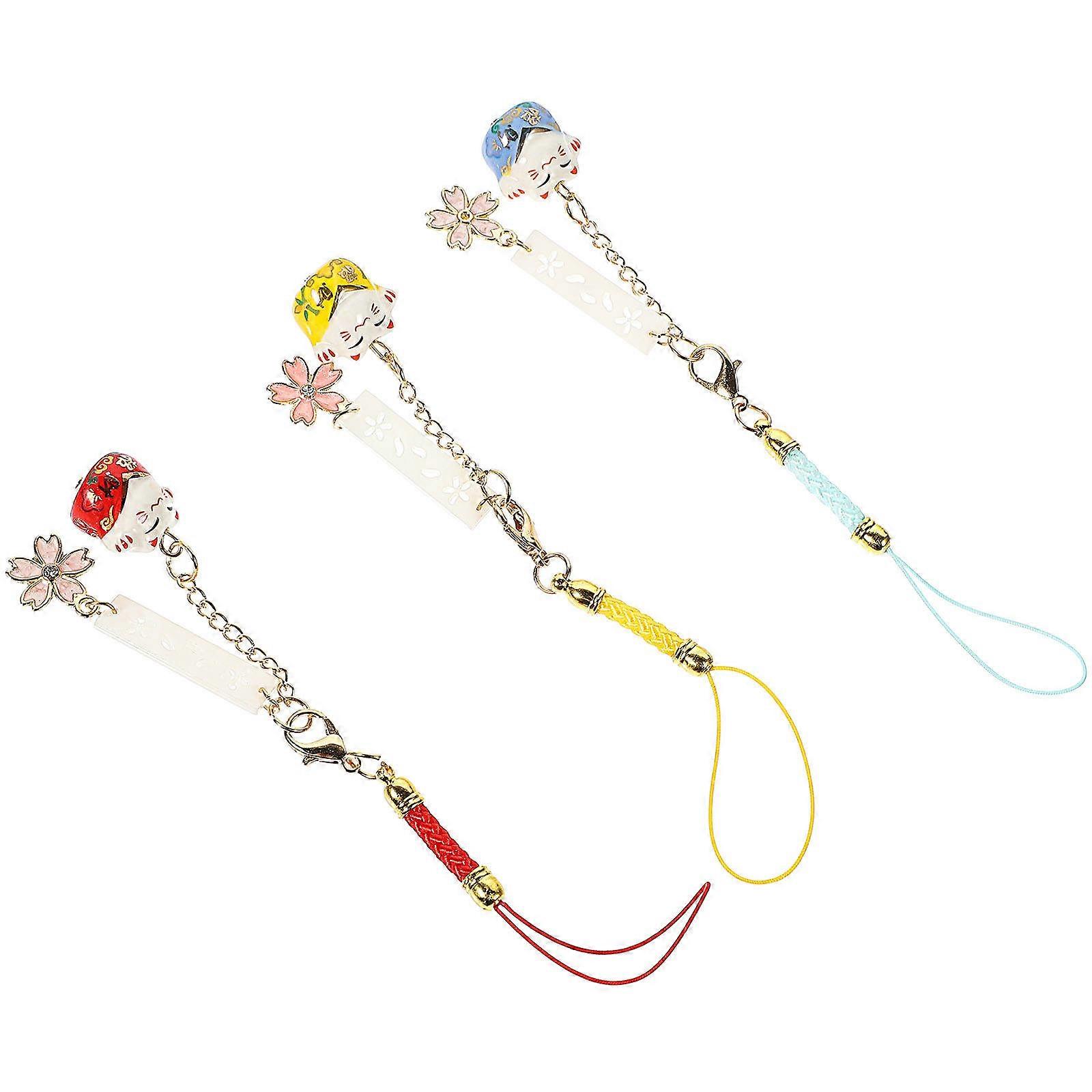 Creative Fortune Cat Pendant Phone Chain Hanging Decor 9Pcs