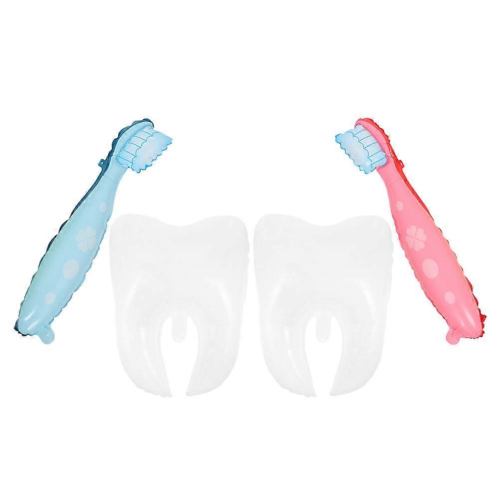 Tooth and Toothbrush Shaped Balloons 4Pcs Assorted Color Pe Material Easy Setup for Party Decoration