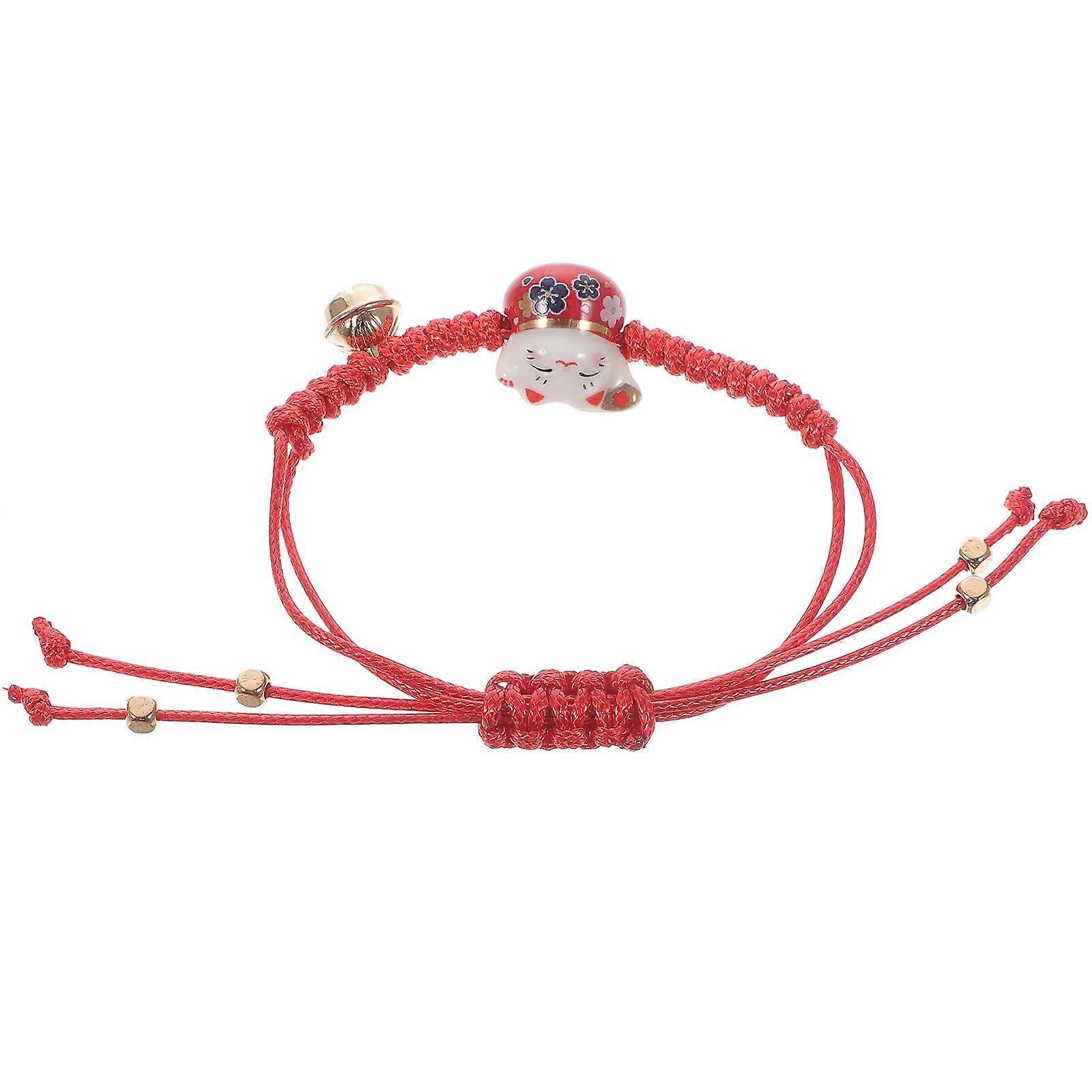 Cat Bracelet 4Pcs Adjustable Ceramic Woven Design For Daily Activities And Parties Red Color With Practical Wearing Function
