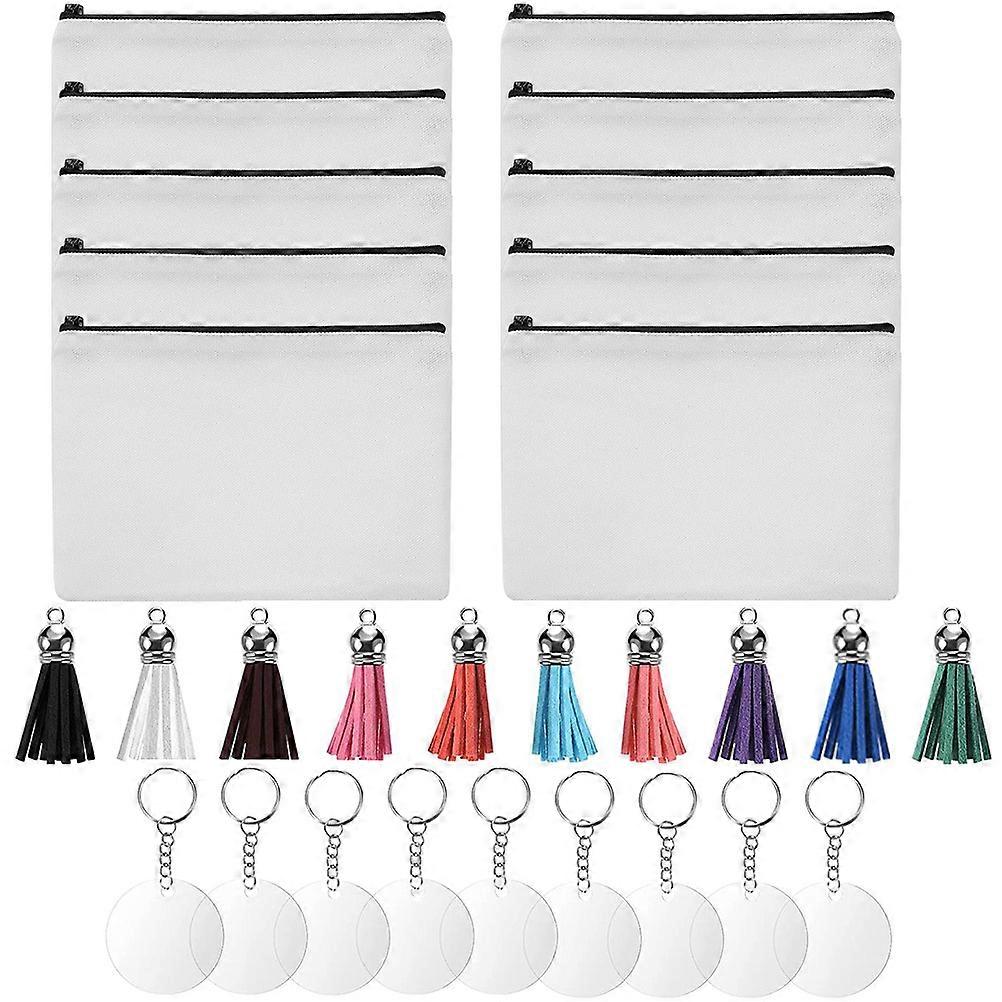 DIY Craft Bags Canvas Pencil Cases for Heat Transfer 1Set