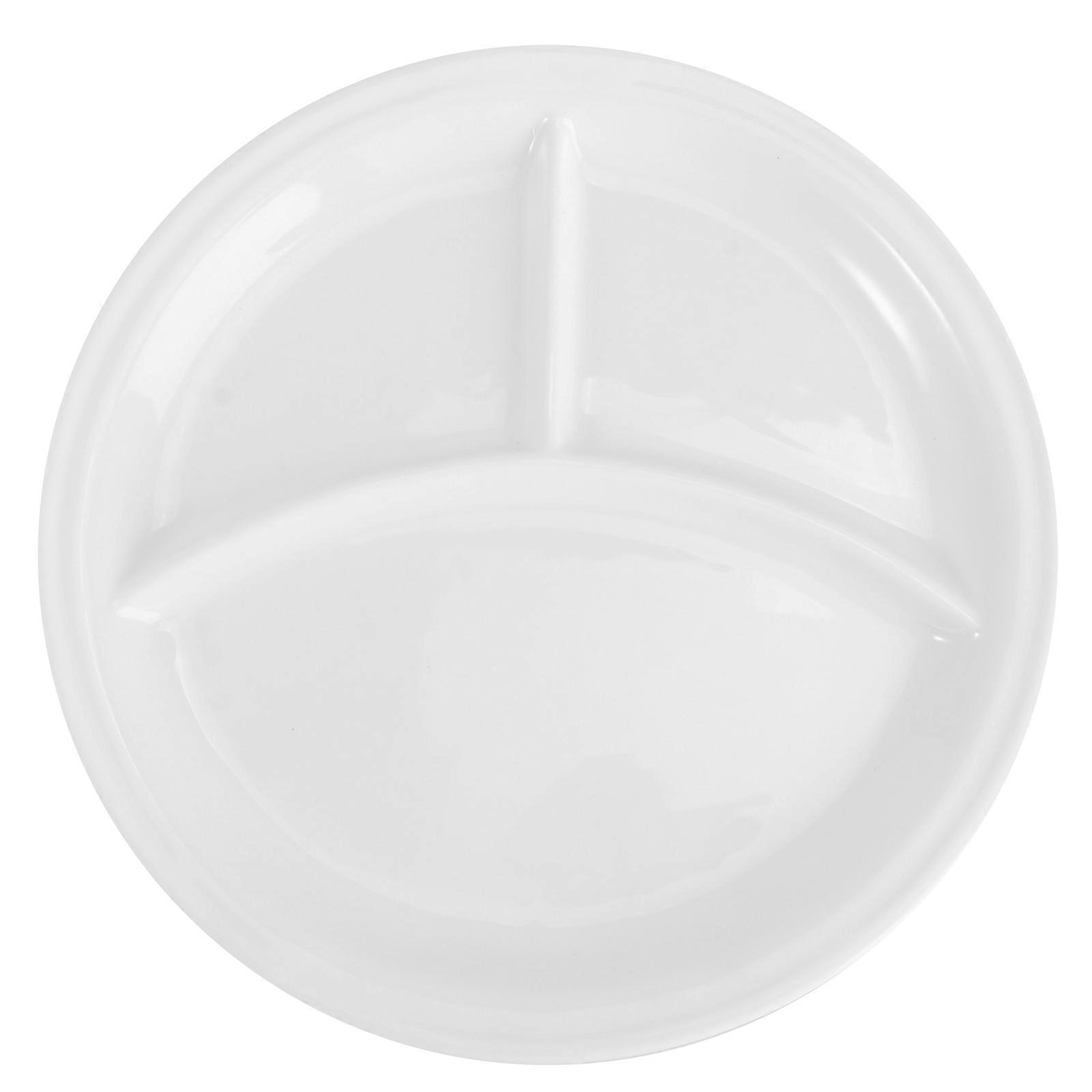 Ceramic Bone China Plate for Steak 3Pcs Round Porcelain Three Compartments