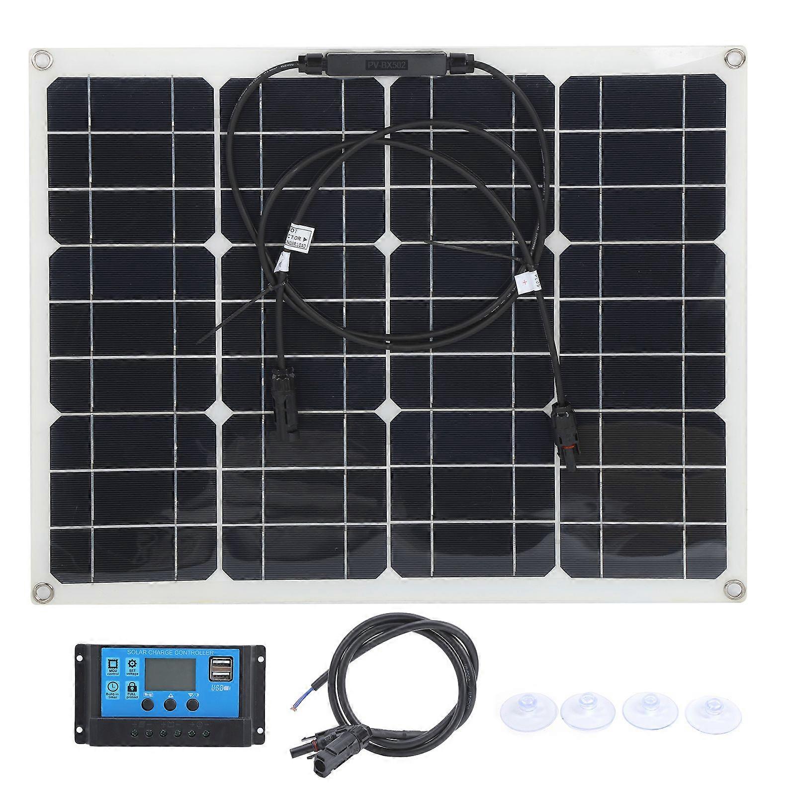40W Solar Panel Dual USB Charger with 12V/24V PWM Controller 3.3ft Extension Cable10A